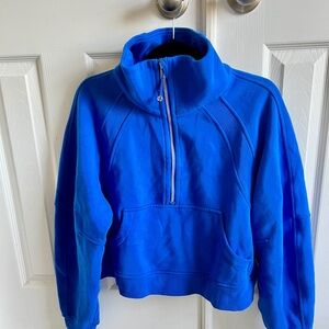 Lululemon cobalt blue, scuba half-zip funnel neck sweatshirt